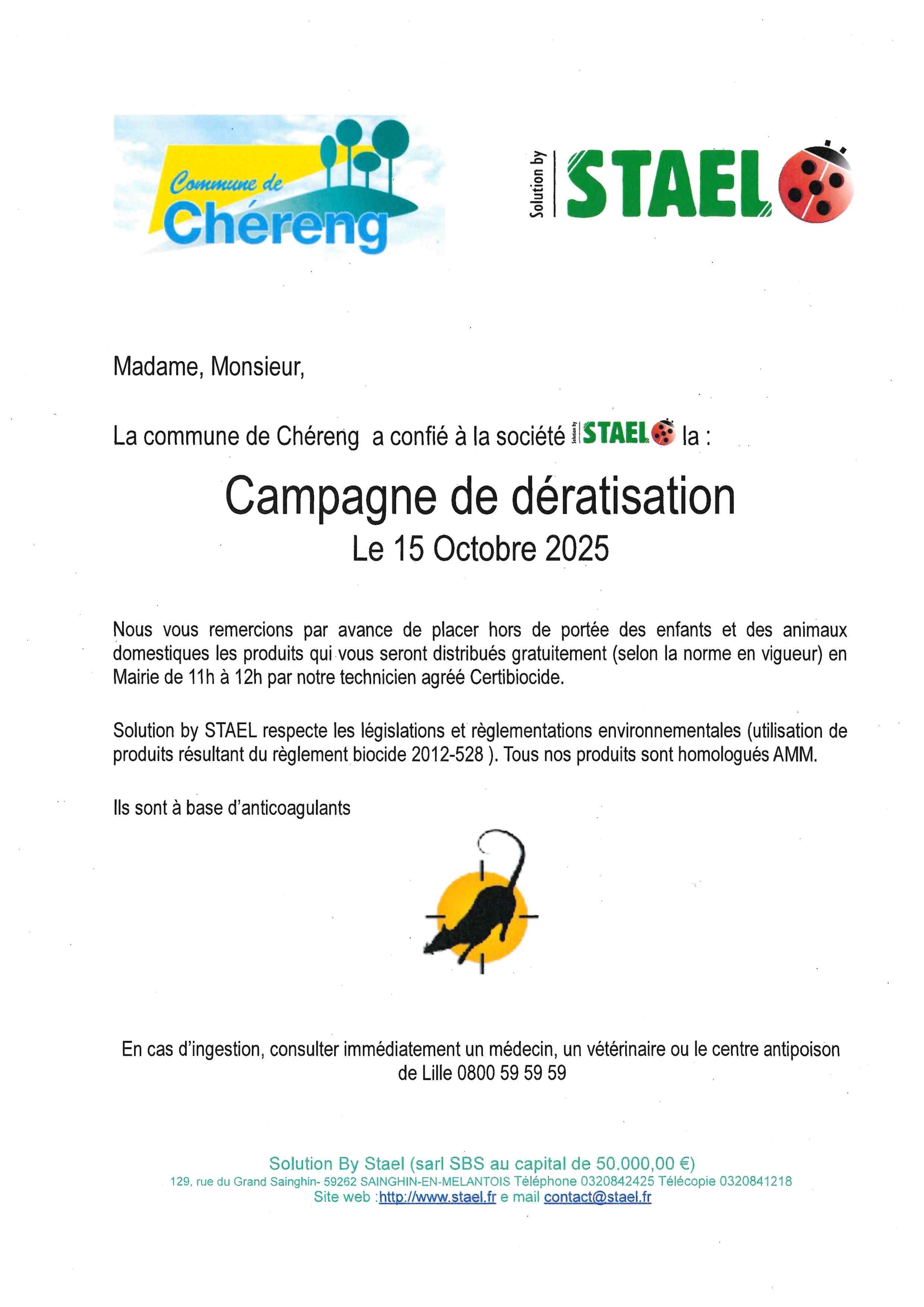 Affiche dératisation octobre 2025