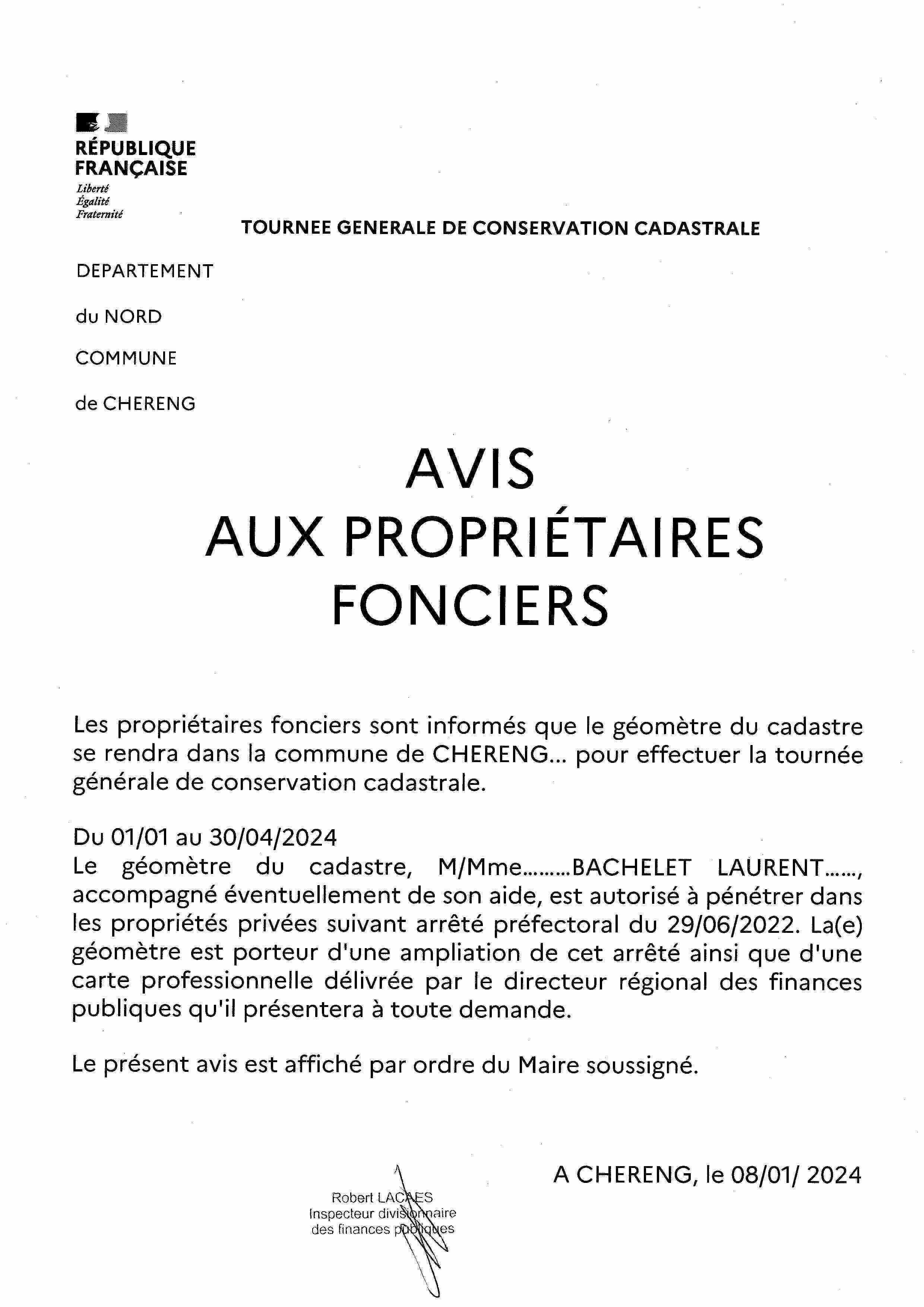 affiche tournée de conservation cadastrale