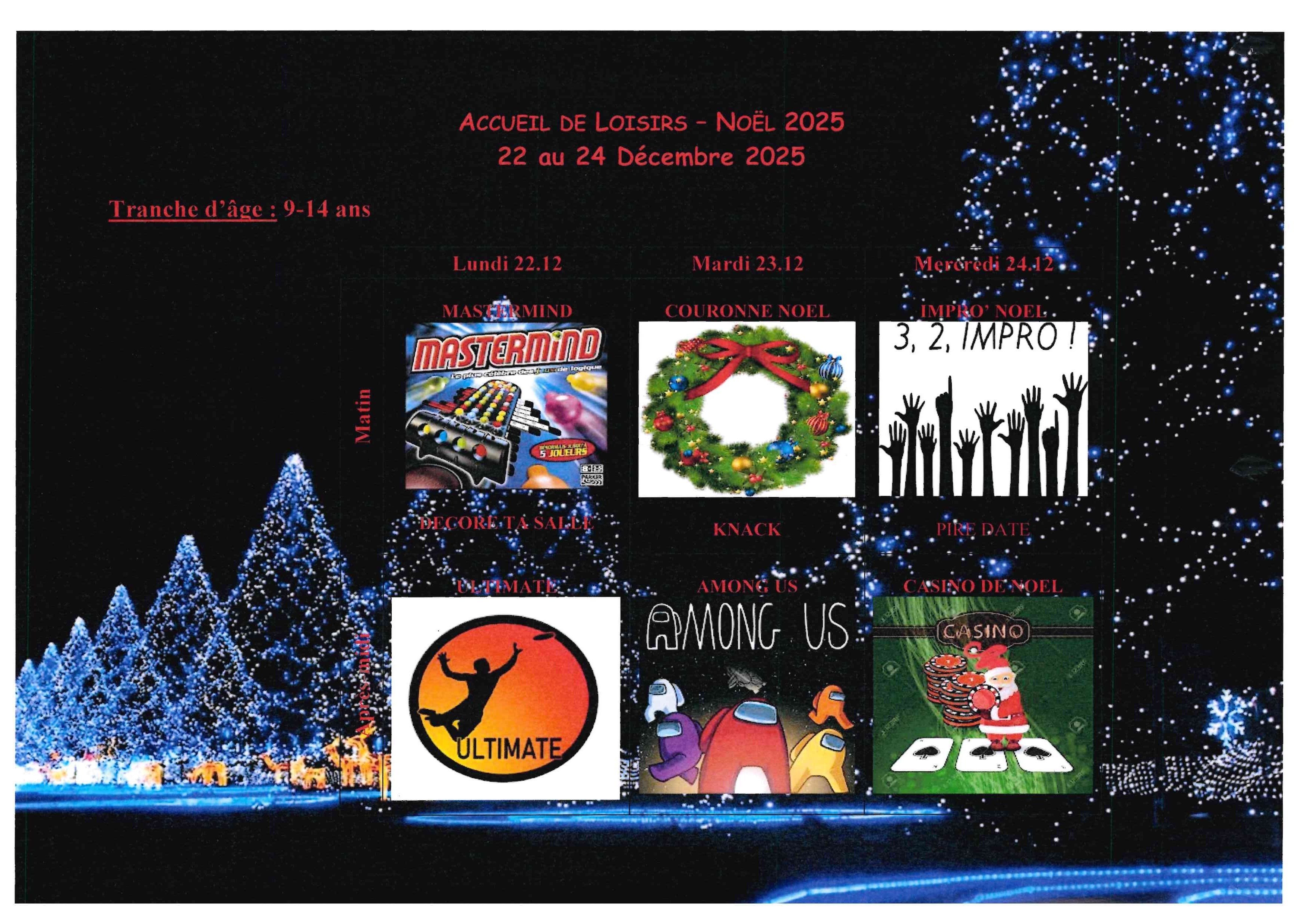 ALSH NOEL 9-14 ANS - SEMAINE 1