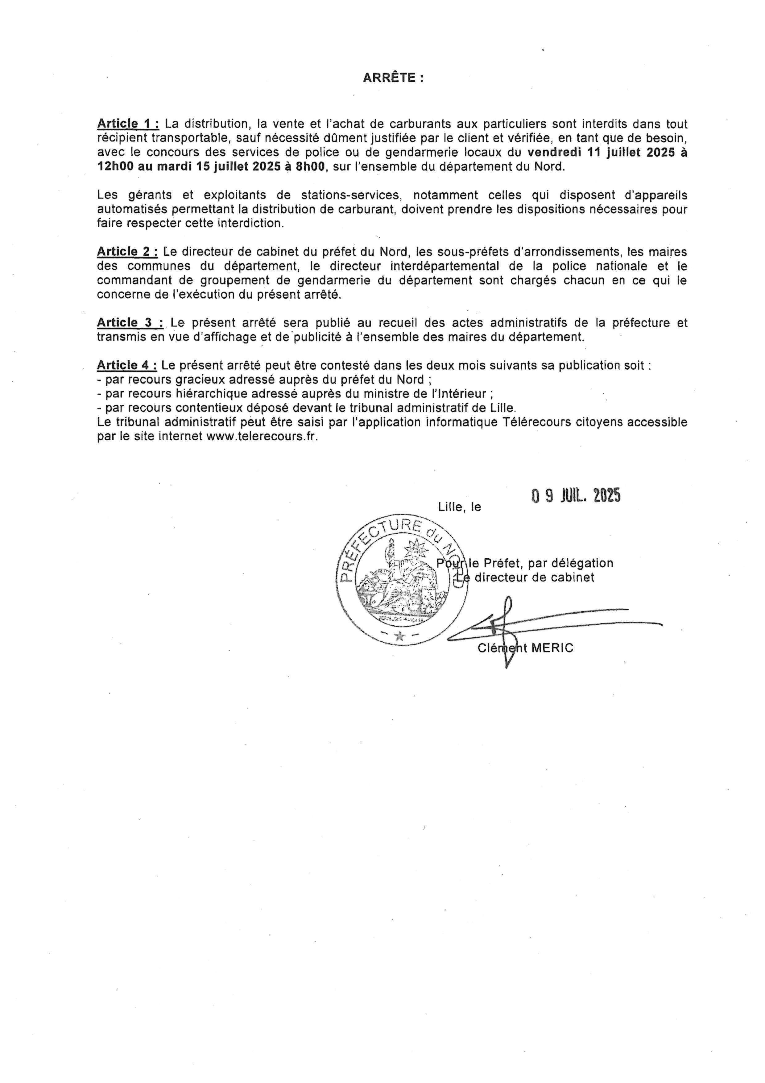 Arrêté carburant P2