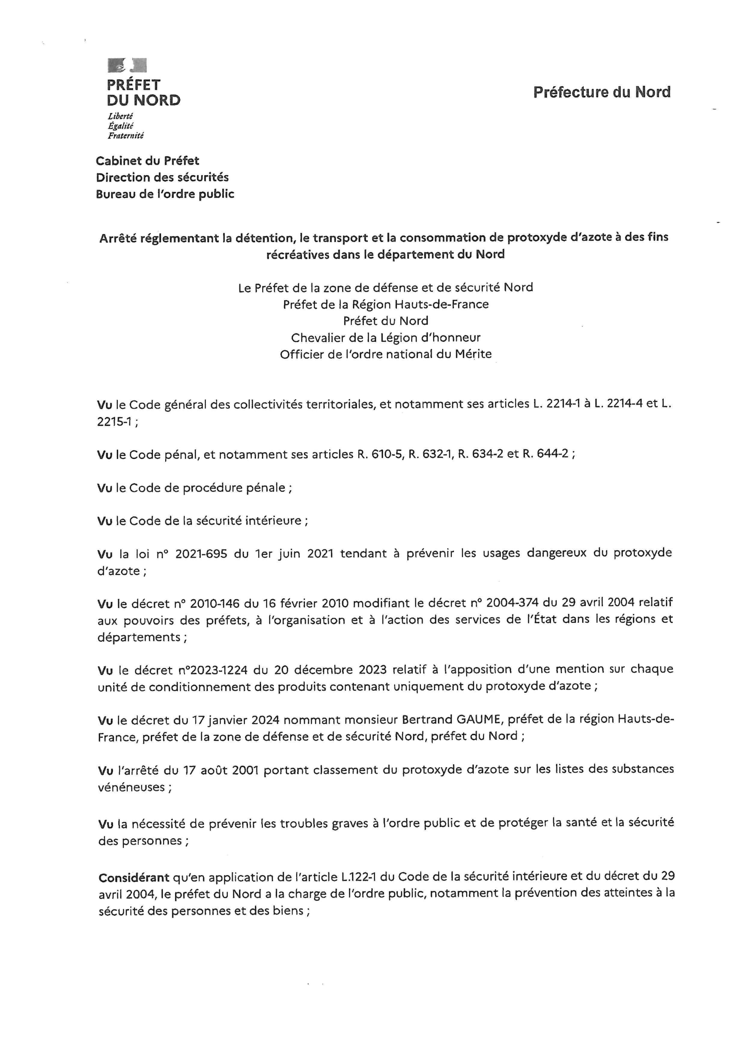 Arrêté pref protoxyde d'azote p1
