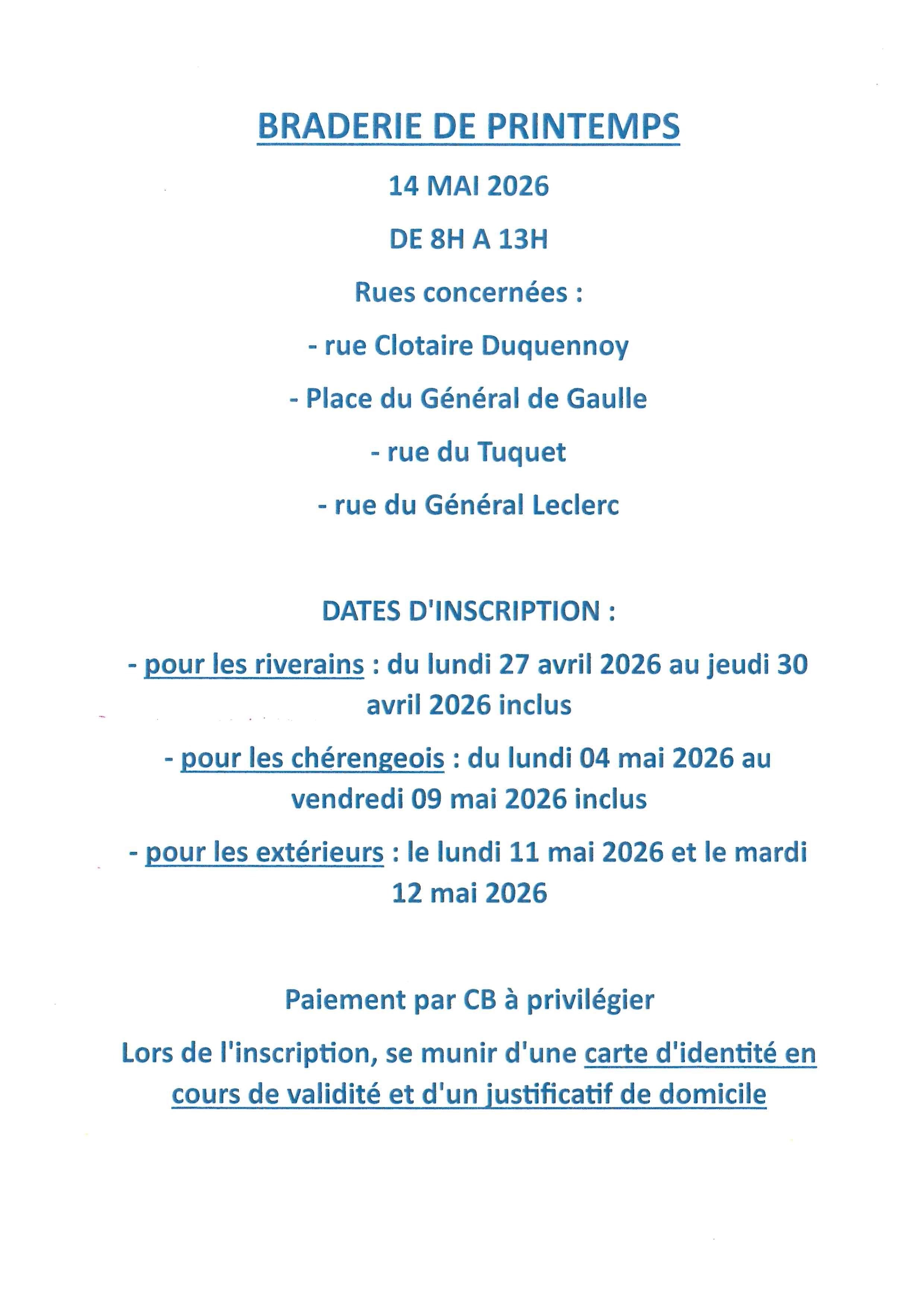 Braderie du printemps 2026