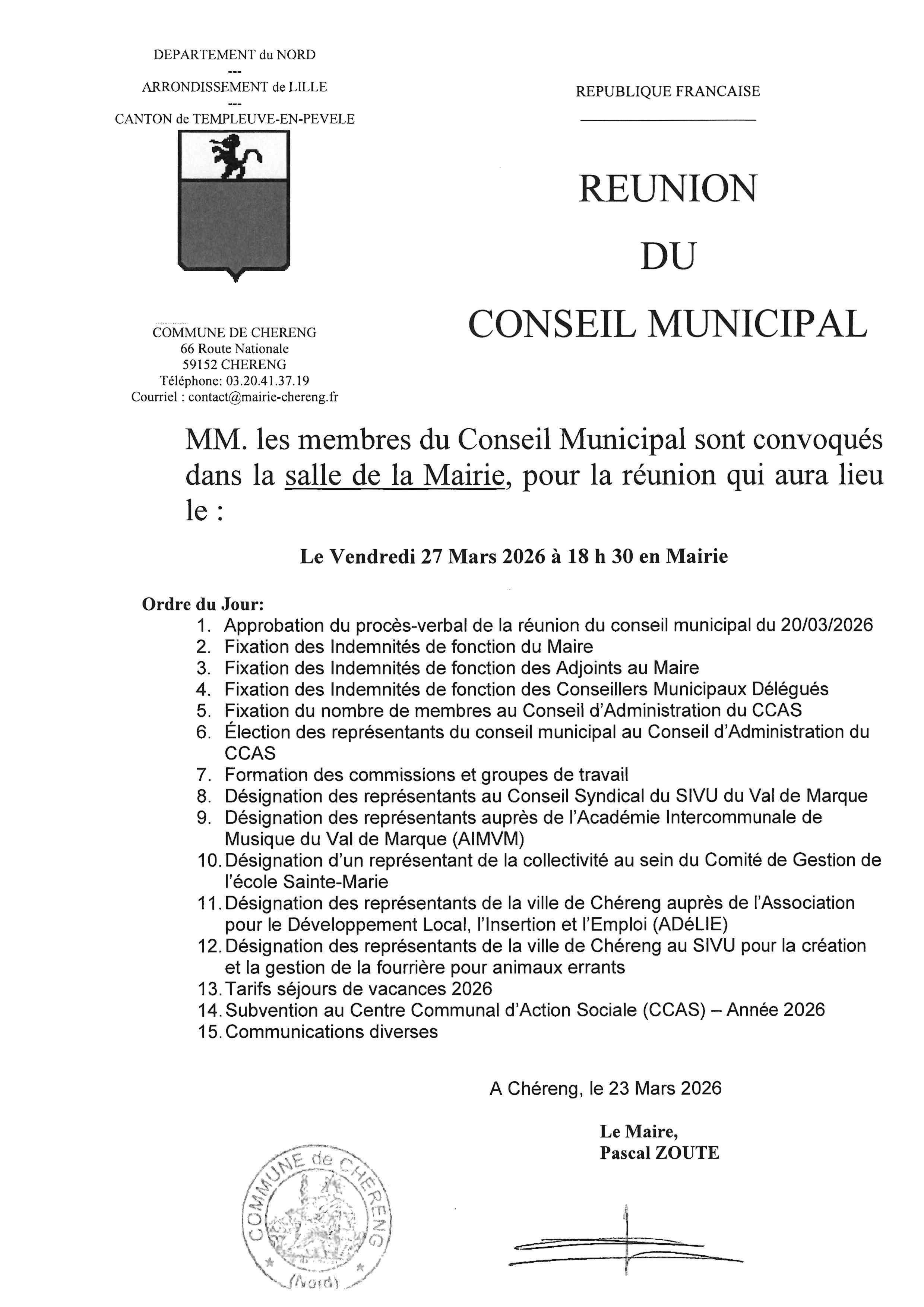 ODJ - CM DU 27.03.2026