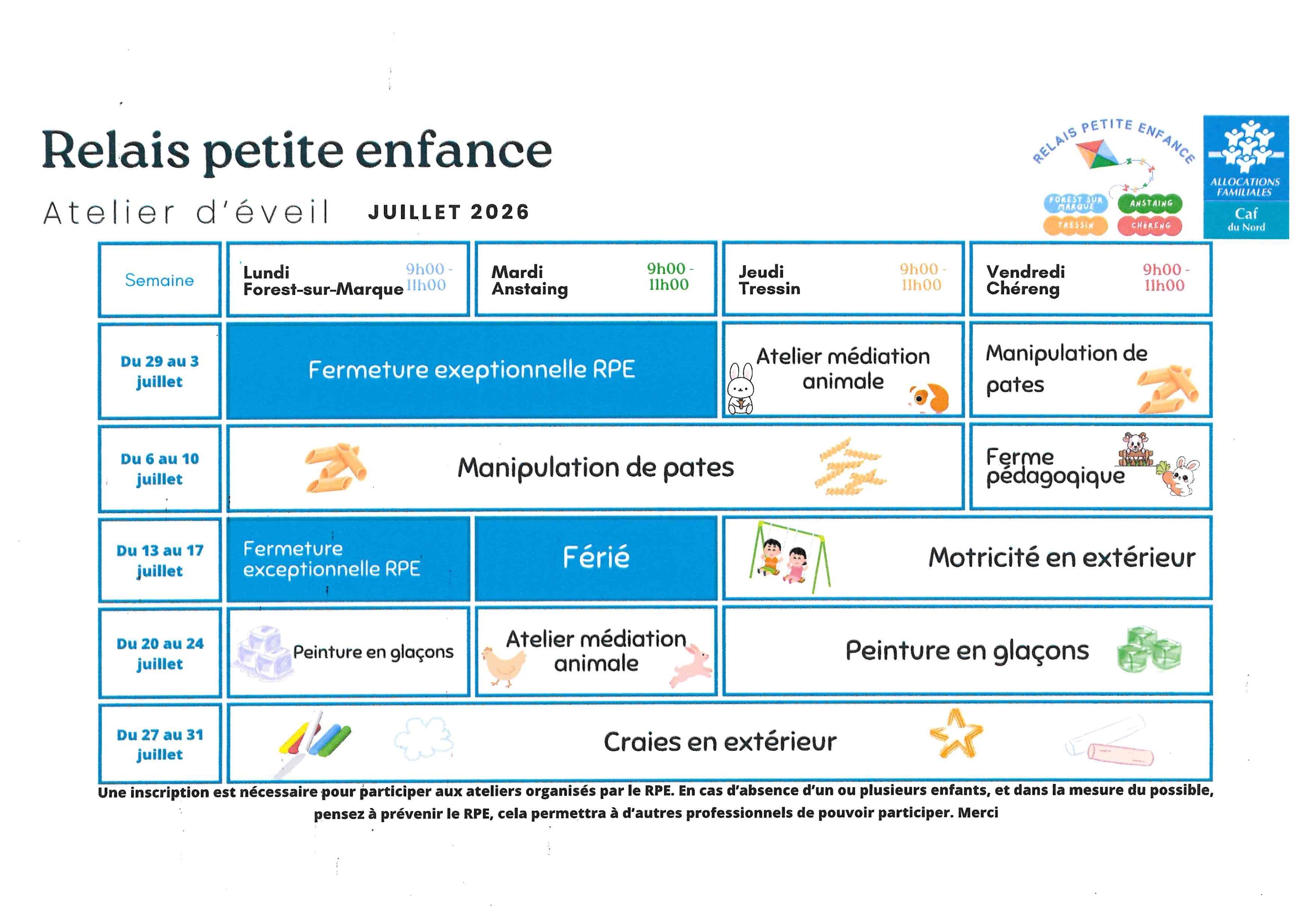planning RPE juillet 2026
