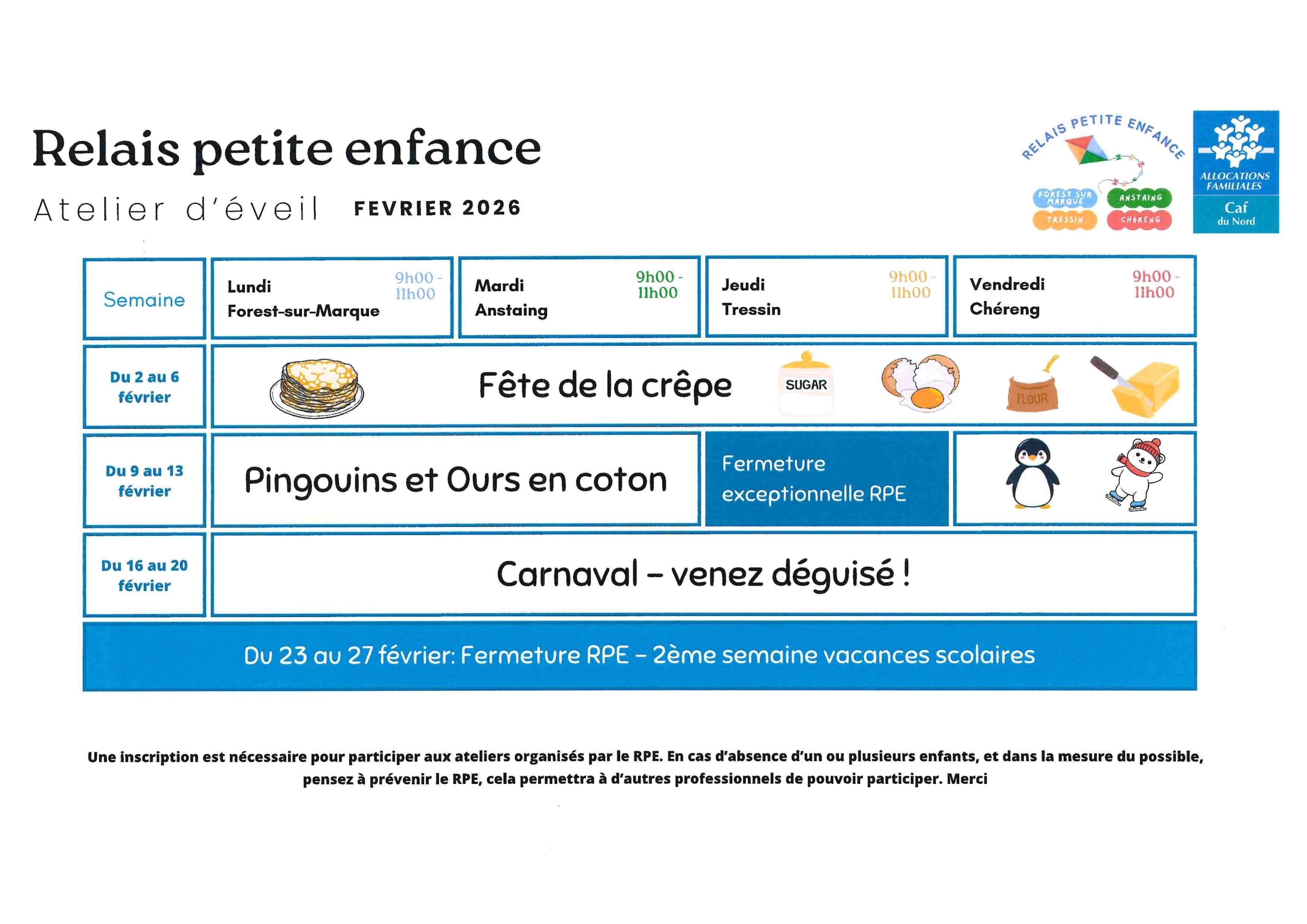 RPE - Planning d'activités février 2026
